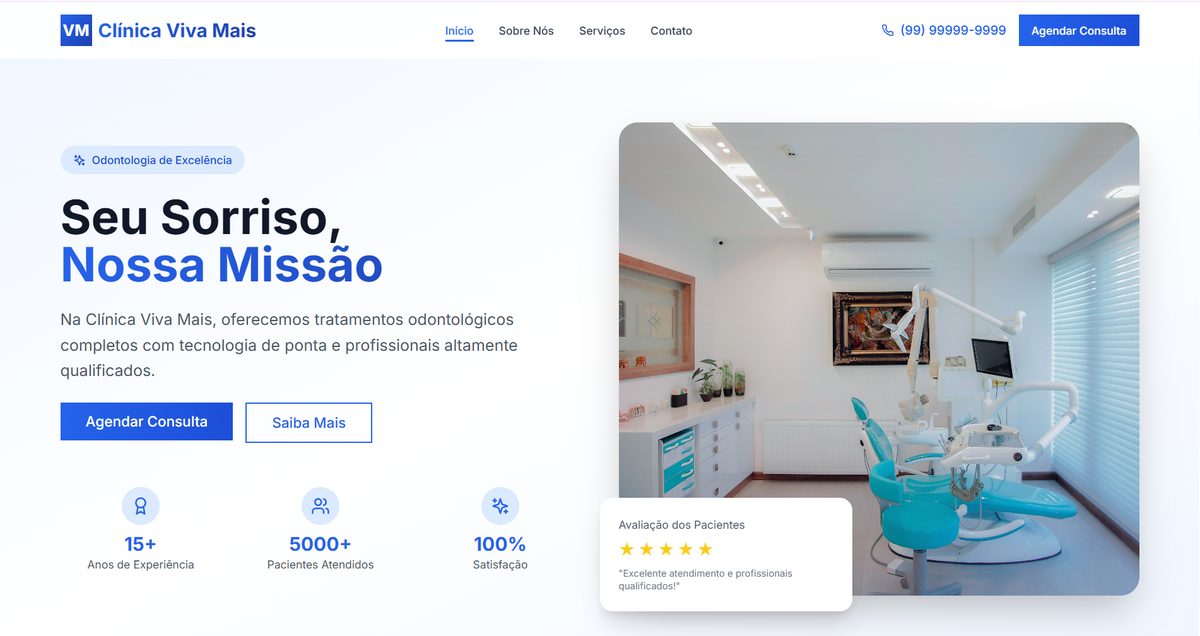 Prévia do site da Clínica Viva Mais